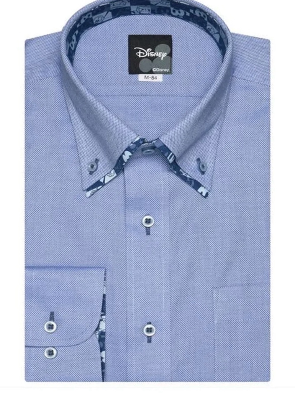 Disney Japan Long-Sleeve Double Collar Dress Shirt Medium Blue Navy M Unisex
